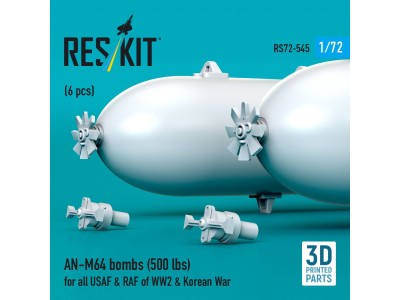 AN-M64 bombs (500 lbs) for all USAF & RAF of WW2 & Korean War (6 pcs) (3D Printed) 