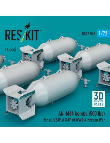 AN-M64 bombs (500 lbs) for all USAF & RAF of WW2 & Korean War (6 pcs) (3D Printed) 