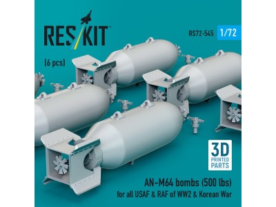 AN-M64 bombs (500 lbs) for all USAF & RAF of WW2 & Korean War (6 pcs) (3D Printed) 
