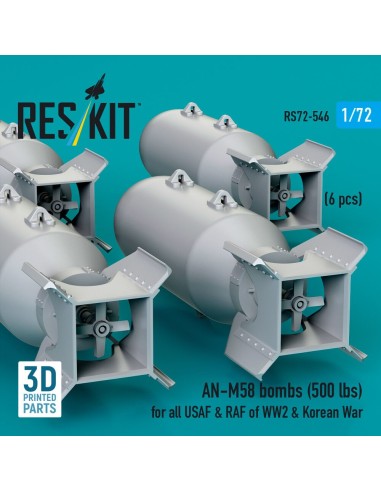 AN-M58 bombs (500 lbs) for all USAF & RAF of WW2 & Korean War (6 pcs) (3D Printed) 