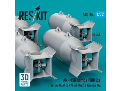 AN-M58 bombs (500 lbs) for all USAF & RAF of WW2 & Korean War (6 pcs) (3D Printed) 