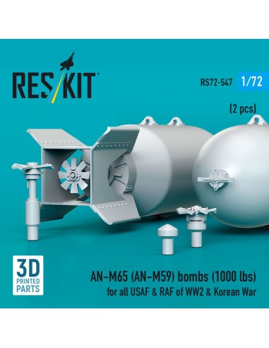 AN-M65 (AN-M59) bombs (1000 lbs) for all USAF & RAF of WW2 & Korean War (2 pcs) (3D Printed) 