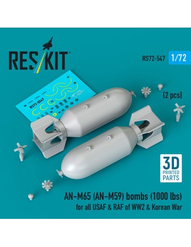 AN-M65 (AN-M59) bombs (1000 lbs) for all USAF & RAF of WW2 & Korean War (2 pcs) (3D Printed) 