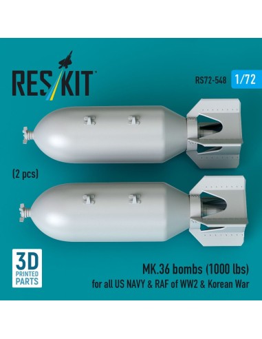 MK.36 bombs (1000 lbs) for all US NAVY & RAF of WW2 & Korean War (2 pcs) (3D Printed) 