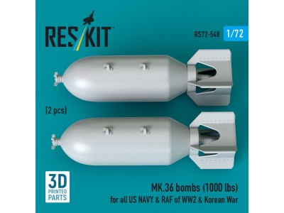 MK.36 bombs (1000 lbs) for all US NAVY & RAF of WW2 & Korean War (2 pcs) (3D Printed) 