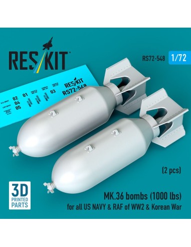 MK.36 bombs (1000 lbs) for all US NAVY & RAF of WW2 & Korean War (2 pcs) (3D Printed) 