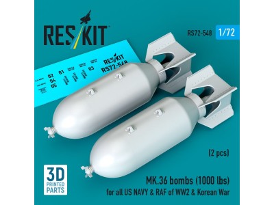 MK.36 bombs (1000 lbs) for all US NAVY & RAF of WW2 & Korean War (2 pcs) (3D Printed) 