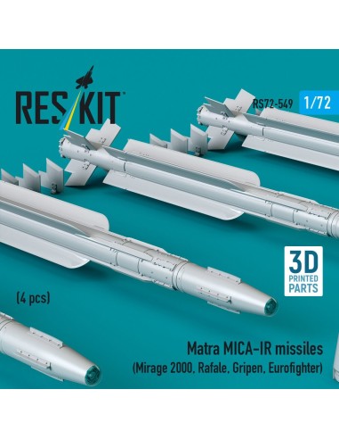 Matra MICA-IR missiles (4 pcs) (Mirage 2000, Rafale, Gripen, Eurofighter) (3D Printed) 