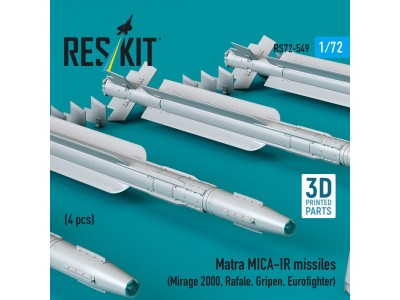 Matra MICA-IR missiles (4 pcs) (Mirage 2000, Rafale, Gripen, Eurofighter) (3D Printed) 