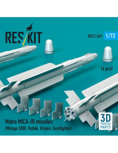 Matra MICA-IR missiles (4 pcs) (Mirage 2000, Rafale, Gripen, Eurofighter) (3D Printed) 