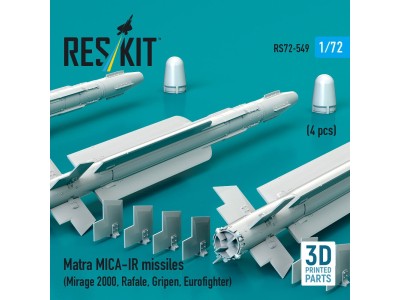 Matra MICA-IR missiles (4 pcs) (Mirage 2000, Rafale, Gripen, Eurofighter) (3D Printed) 