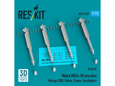 Matra MICA-IR missiles (4 pcs) (Mirage 2000, Rafale, Gripen, Eurofighter) (3D Printed) 