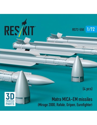 Matra MICA-EM missiles (4 pcs) (Mirage 2000, Rafale, Gripen, Eurofighter) (3D Printed) 