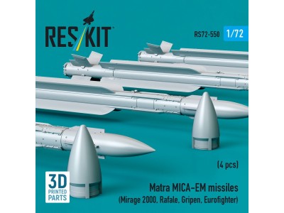 Matra MICA-EM missiles (4 pcs) (Mirage 2000, Rafale, Gripen, Eurofighter) (3D Printed) 