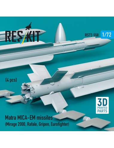 Matra MICA-EM missiles (4 pcs) (Mirage 2000, Rafale, Gripen, Eurofighter) (3D Printed) 