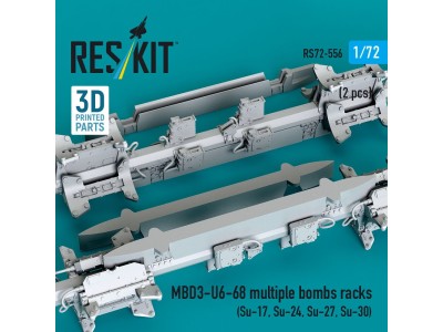 MBD3-U6-68 multiple bombs racks (2 pcs) (Su-17, Su-24, Su-27, Su-30) (3D Printed) 