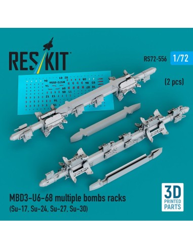 MBD3-U6-68 multiple bombs racks (2 pcs) (Su-17, Su-24, Su-27, Su-30) (3D Printed) 