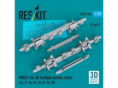 MBD3-U6-68 multiple bombs racks (2 pcs) (Su-17, Su-24, Su-27, Su-30) (3D Printed) 