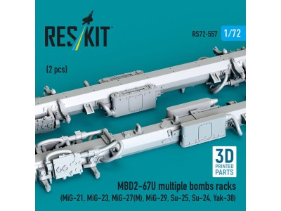 MBD2-67U multiple bombs racks (2 pcs) (MiG-21, MiG-23, MiG-27(?), MiG-29, Su-25, Su-24, Yak-38) (3D Printed) 