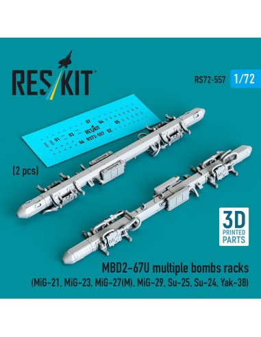 MBD2-67U multiple bombs racks (2 pcs) (MiG-21, MiG-23, MiG-27(?), MiG-29, Su-25, Su-24, Yak-38) (3D Printed) 