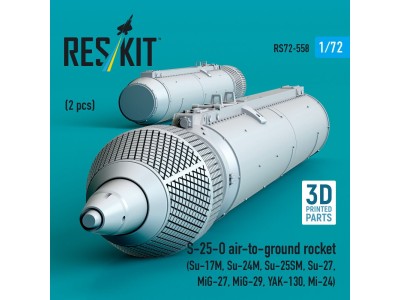 S-25-O air-to-ground rocket (2 pcs) (Su-17M, Su-24M, Su-25SM, Su-27, MiG-27, MiG-29, YAK-130, Mi-24) (3D Printed) 