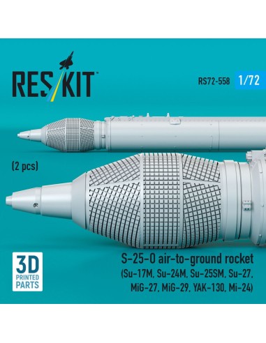 S-25-O air-to-ground rocket (2 pcs) (Su-17M, Su-24M, Su-25SM, Su-27, MiG-27, MiG-29, YAK-130, Mi-24) (3D Printed) 