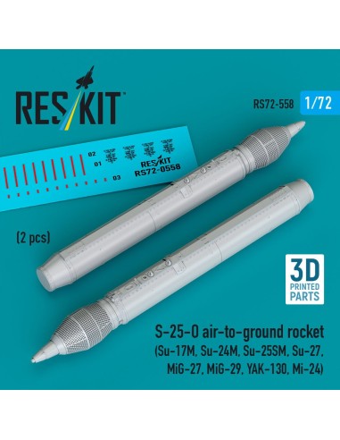 S-25-O air-to-ground rocket (2 pcs) (Su-17M, Su-24M, Su-25SM, Su-27, MiG-27, MiG-29, YAK-130, Mi-24) (3D Printed) 