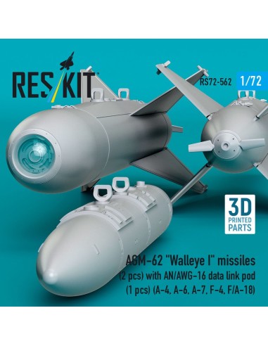 AGM-62 Walleye I missiles (2 pcs) with AN/AWG-16 data link pod (1 pcs) (A-4, A-6, A-7, F-4, F/A-18) (3D Printed) 