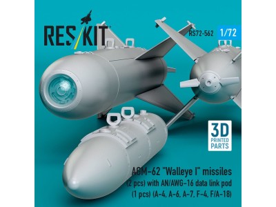 AGM-62 Walleye I missiles (2 pcs) with AN/AWG-16 data link pod (1 pcs) (A-4, A-6, A-7, F-4, F/A-18) (3D Printed) 