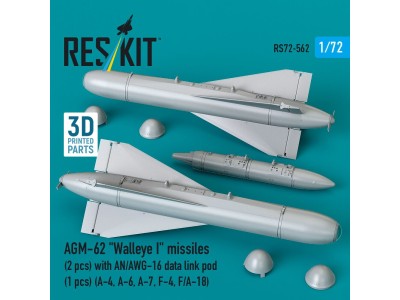 AGM-62 Walleye I missiles (2 pcs) with AN/AWG-16 data link pod (1 pcs) (A-4, A-6, A-7, F-4, F/A-18) (3D Printed) 