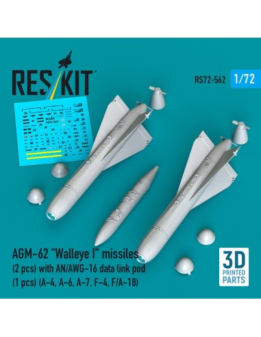 AGM-62 Walleye I missiles (2 pcs) with AN/AWG-16 data link pod (1 pcs) (A-4, A-6, A-7, F-4, F/A-18) (3D Printed) 