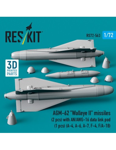 AGM-62 Walleye II missiles (2 pcs) with AN/AWG-16 data link pod (1 pcs) (A-4, A-6, A-7, F-4, F/A-18) (3D Printed) 