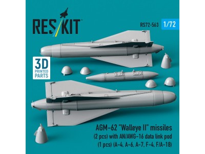 AGM-62 Walleye II missiles (2 pcs) with AN/AWG-16 data link pod (1 pcs) (A-4, A-6, A-7, F-4, F/A-18) (3D Printed) 