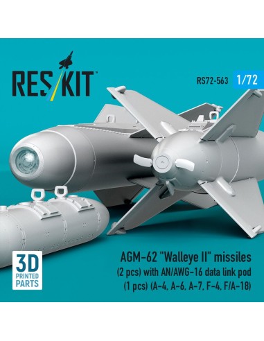 AGM-62 Walleye II missiles (2 pcs) with AN/AWG-16 data link pod (1 pcs) (A-4, A-6, A-7, F-4, F/A-18) (3D Printed) 