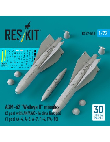 AGM-62 Walleye II missiles (2 pcs) with AN/AWG-16 data link pod (1 pcs) (A-4, A-6, A-7, F-4, F/A-18) (3D Printed) 