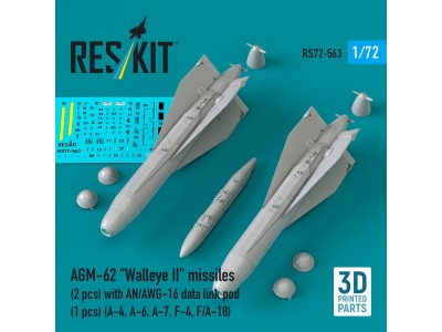 AGM-62 Walleye II missiles (2 pcs) with AN/AWG-16 data link pod (1 pcs) (A-4, A-6, A-7, F-4, F/A-18) (3D Printed) 
