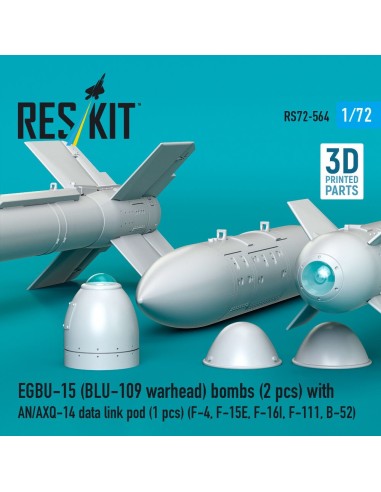 EGBU-15 (BLU-109 warhead) bombs (2 pcs) with AN/AXQ-14 data link pod (1 pcs) (F-4, F-15E, F-16I, F-111, B-52) (3D Printed) 