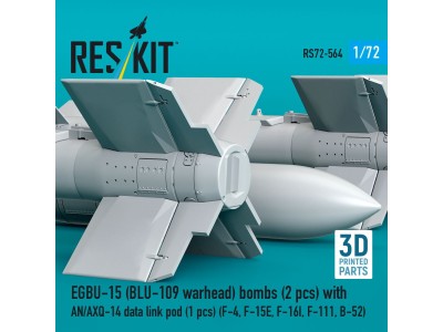 EGBU-15 (BLU-109 warhead) bombs (2 pcs) with AN/AXQ-14 data link pod (1 pcs) (F-4, F-15E, F-16I, F-111, B-52) (3D Printed) 