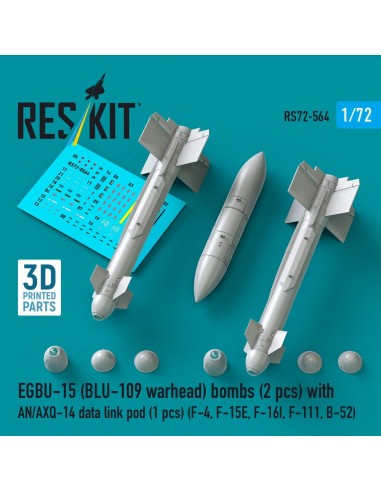 EGBU-15 (BLU-109 warhead) bombs (2 pcs) with AN/AXQ-14 data link pod (1 pcs) (F-4, F-15E, F-16I, F-111, B-52) (3D Printed) 