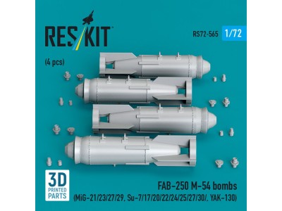 FAB-250 ?-54 bombs (4 pcs) (MiG-21/23/27/29, Su-7/17/20/22/24/25/27/30/ YAK-130) (3D Printed) 