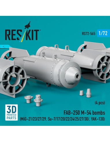 FAB-250 ?-54 bombs (4 pcs) (MiG-21/23/27/29, Su-7/17/20/22/24/25/27/30/ YAK-130) (3D Printed) 
