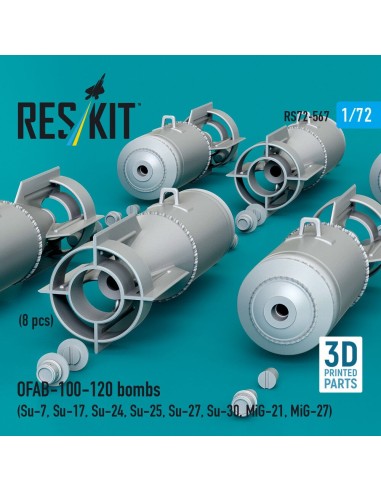 OFAB-100-120 bombs (8 pcs) (Su-7, Su-17, Su-24, Su-25, Su-27, Su-30, MiG-21, MiG-27) (3D Printed) 