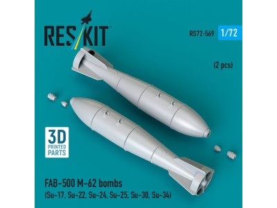 FAB-500 M-62 bombs (2 pcs) (Su-17, Su-22, Su-24, Su-25, Su-30, Su-34) (3D Printed) 