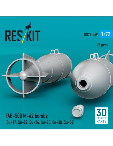 FAB-500 M-62 bombs (2 pcs) (Su-17, Su-22, Su-24, Su-25, Su-30, Su-34) (3D Printed) 
