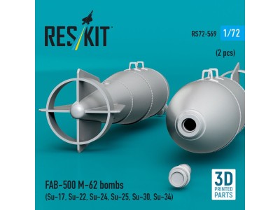 FAB-500 M-62 bombs (2 pcs) (Su-17, Su-22, Su-24, Su-25, Su-30, Su-34) (3D Printed) 