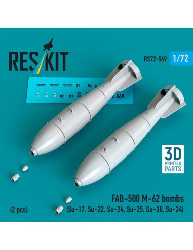 FAB-500 M-62 bombs (2 pcs) (Su-17, Su-22, Su-24, Su-25, Su-30, Su-34) (3D Printed) 
