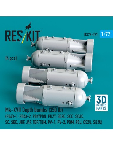 Mk-XVII Depth bombs (350 lb) (4 pcs) (PB4Y-1, PB4Y-2, PBY/PBN, PB2Y, SB2C, SOC, SO3C, SC, SBD, JRF, J4F, TBF/TBM, PV-1, PV-2, PB
