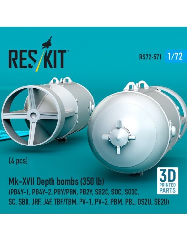 Mk-XVII Depth bombs (350 lb) (4 pcs) (PB4Y-1, PB4Y-2, PBY/PBN, PB2Y, SB2C, SOC, SO3C, SC, SBD, JRF, J4F, TBF/TBM, PV-1, PV-2, PB