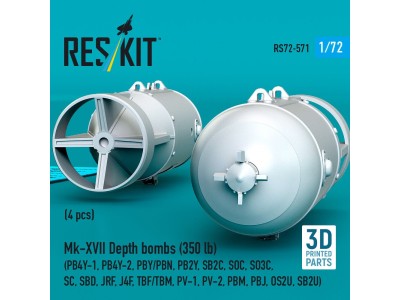 Mk-XVII Depth bombs (350 lb) (4 pcs) (PB4Y-1, PB4Y-2, PBY/PBN, PB2Y, SB2C, SOC, SO3C, SC, SBD, JRF, J4F, TBF/TBM, PV-1, PV-2, PB