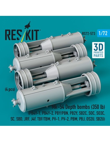 Mk-54 Depth bombs (350 lb) (4 pcs) (PB4Y-1, PB4Y-2, PBY/PBN, PB2Y, SB2C, SOC, SO3C, SC, SBD, JRF, J4F, TBF/TBM, PV-1, PV-2, PBM,
